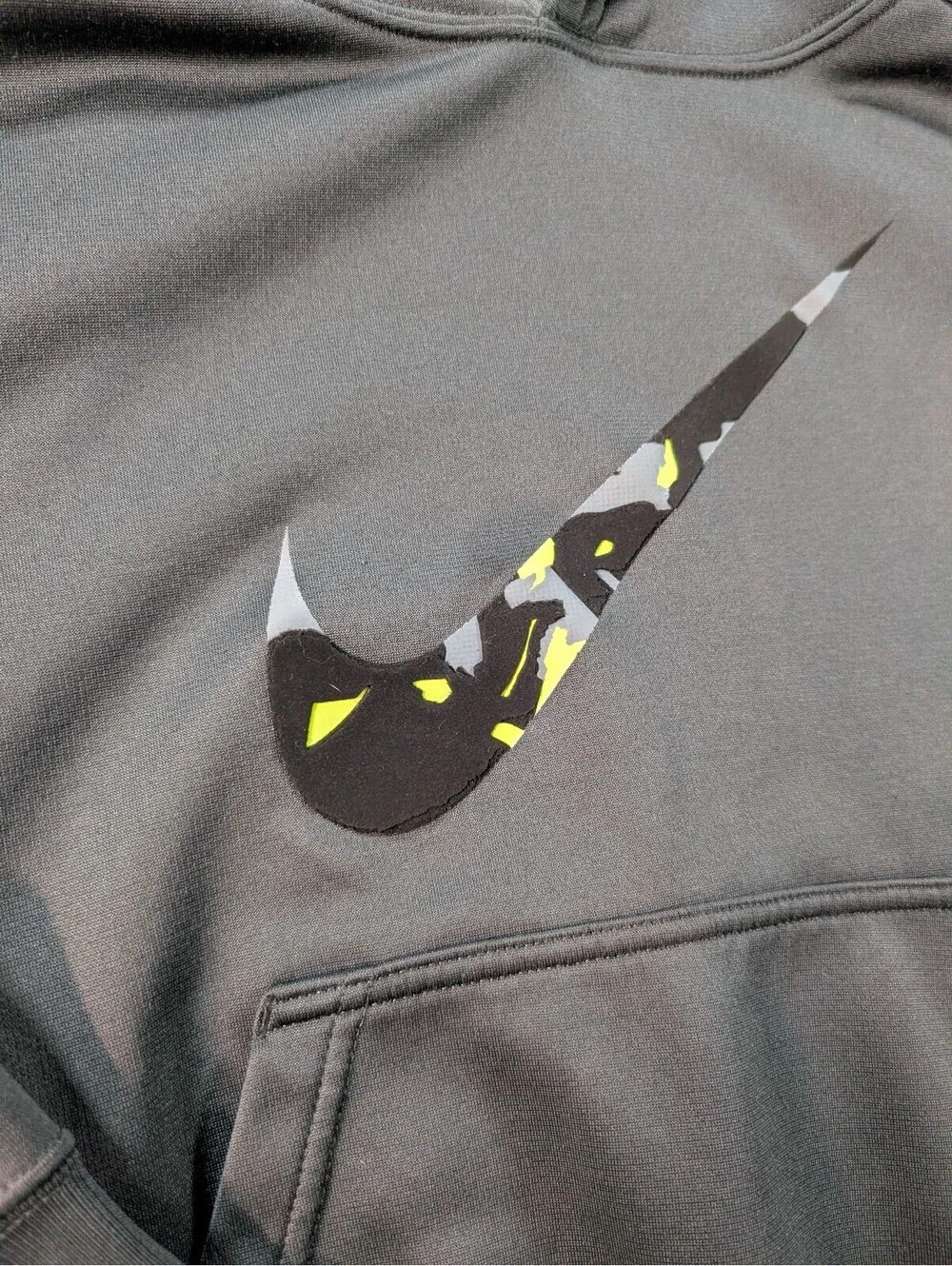 Nike Therma-Fit Youth Small Black Neon Green Hoodie Sweatshirt